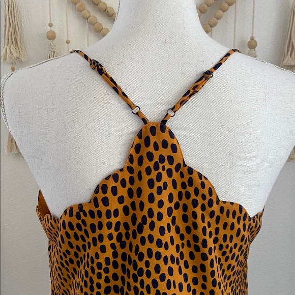 J. Crew leopard print cami tank top scalloped cami golden yellow contemporary 4 - Picture 9 of 16